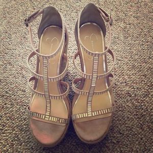 Sparkly wedge shoes